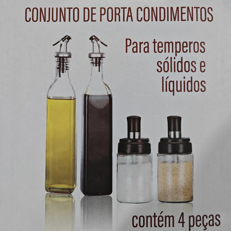 Kit Porta Temperos Com Vedação de Vidro Organizador de Cozinha Temperos Azeite Vinagre Saleiro Suporte Embalagem para Presente