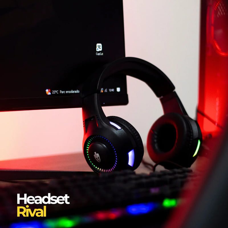 Headset Gamer com LED RGB para PC, Computador e Videogames
