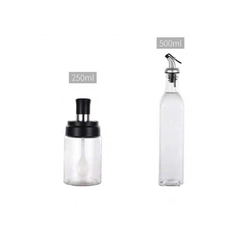 Kit Porta Temperos Com Vedação de Vidro Organizador de Cozinha Temperos Azeite Vinagre Saleiro Suporte Embalagem para Presente