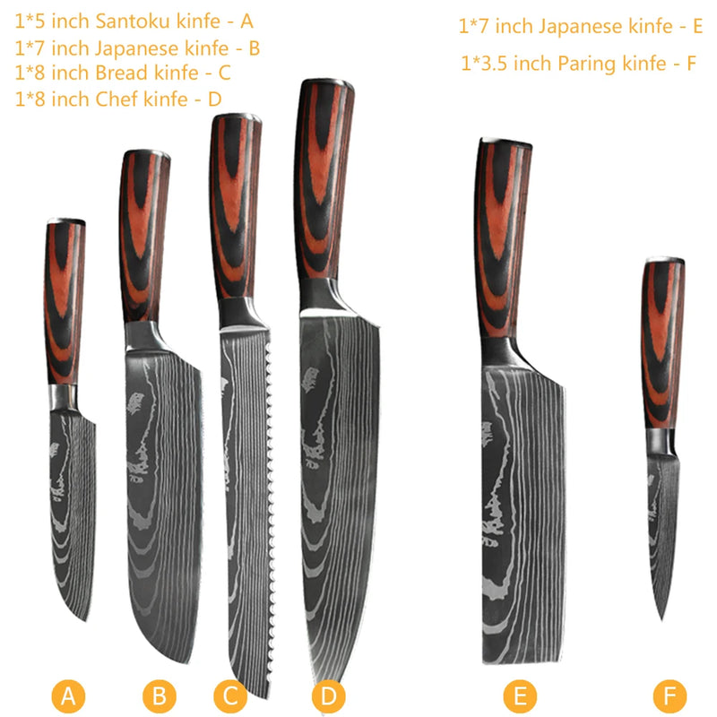 Faca Profissional Japonesa para Chef – Facas de Cozinha Santoku, Fatiar, Utilitária, Pão, Carne, Cutelo de Açougueiro, Aço Inoxidável