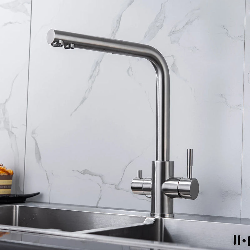 Torneira de Cozinha Preta com Filtro – Misturador de Água com Purificação para Cozinha, Água Potável Filtrada