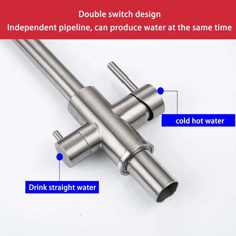 Torneira de Cozinha Preta com Filtro – Misturador de Água com Purificação para Cozinha, Água Potável Filtrada