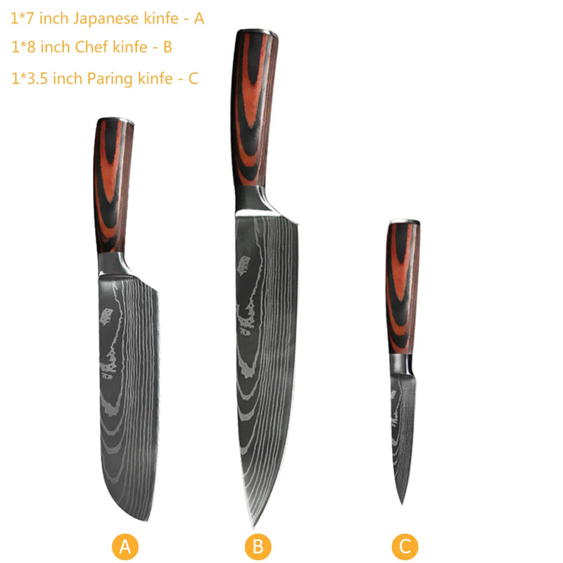 Faca Profissional Japonesa para Chef – Facas de Cozinha Santoku, Fatiar, Utilitária, Pão, Carne, Cutelo de Açougueiro, Aço Inoxidável