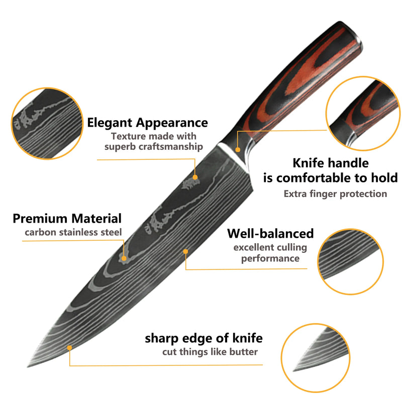 Faca Profissional Japonesa para Chef – Facas de Cozinha Santoku, Fatiar, Utilitária, Pão, Carne, Cutelo de Açougueiro, Aço Inoxidável