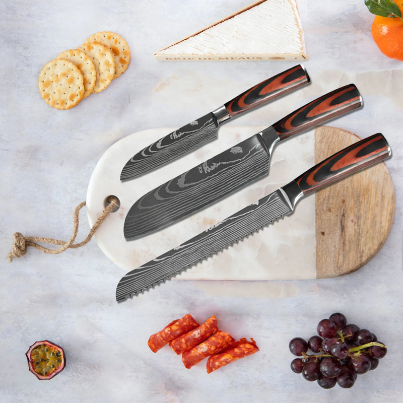 Faca Profissional Japonesa para Chef – Facas de Cozinha Santoku, Fatiar, Utilitária, Pão, Carne, Cutelo de Açougueiro, Aço Inoxidável