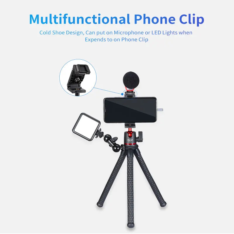 Tripé Portátil Versátil para Smartphone e Câmera DSLR