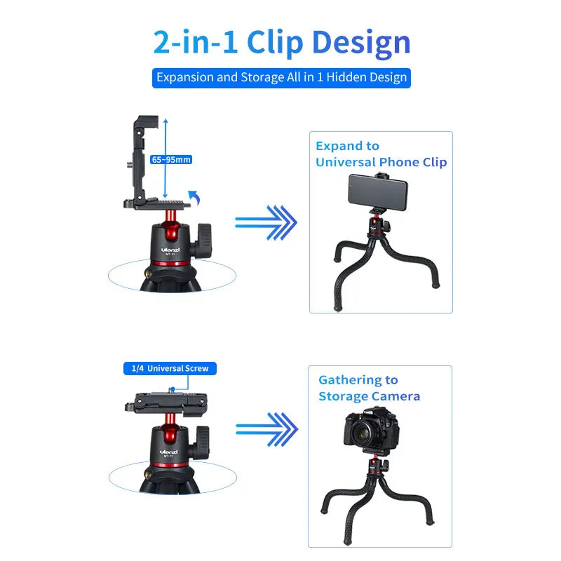 Tripé Portátil Versátil para Smartphone e Câmera DSLR