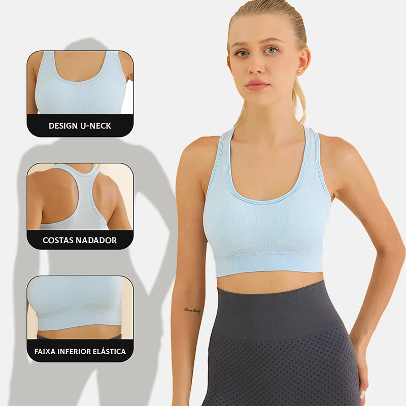 Top Esportivo Feminino – Sustentação, Respirável, Push-Up, Lingerie Curta, Poliéster