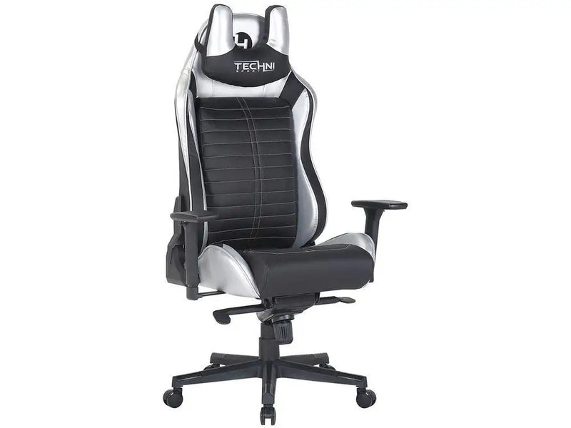 Cadeira Gamer Techni Sport TS62 Preto e Prata Reclinável e Giratória