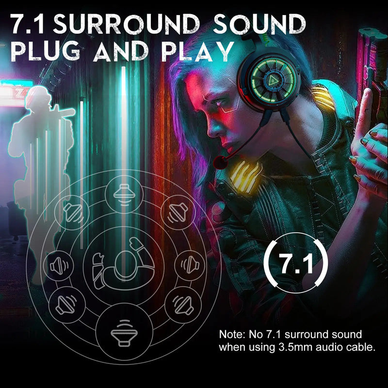 Headset Gamer EKSA E5000 Pro com Microfone – Fone com Som Surround 7.1 para PC, Headset com Fio