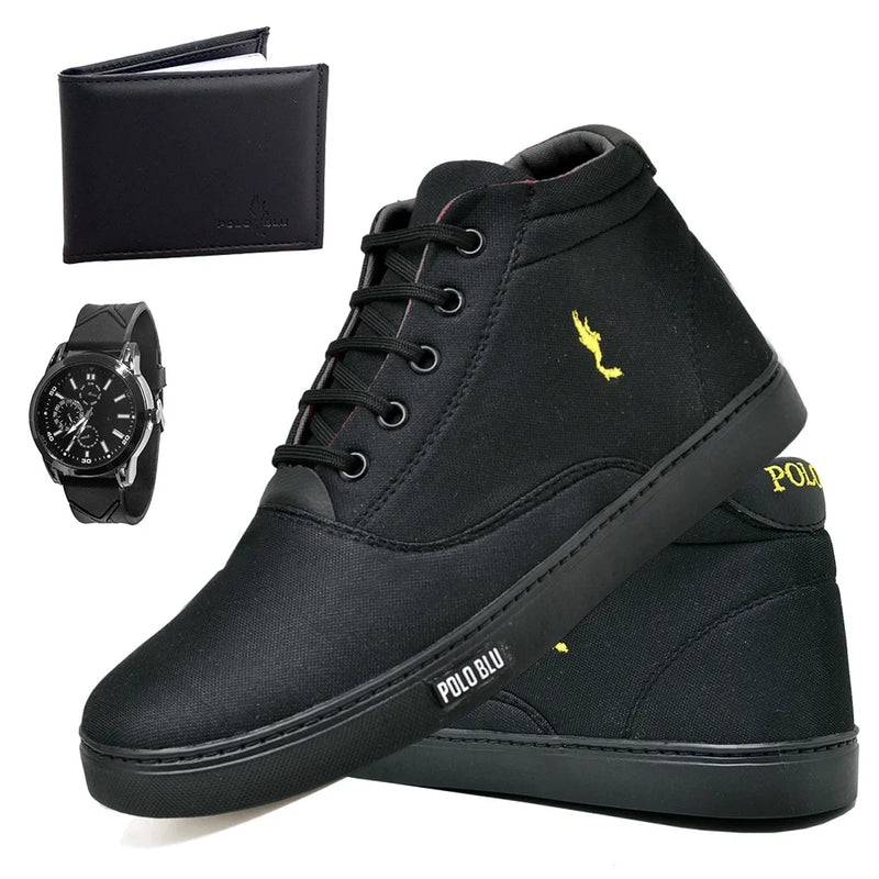 Kit Masculino – Polo Blu Cano Alto  Botas Leves e Modernas + Relógio + Carteira Tamanhos disponíveis: 37 a 46