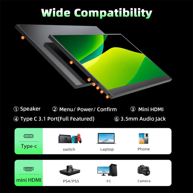 Monitor Gamer Portátil Cdisplay 17,3" 240Hz – Full HD 1080p, 100% sRGB, IPS, AMD FreeSync