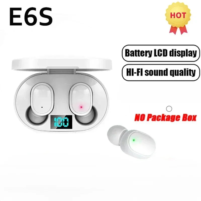 Fones de Ouvido Sem Fio E6S – Bluetooth TWS  Fones de Ouvido Sem Fio com Cancelamento de Ruído e Microfone Integrado