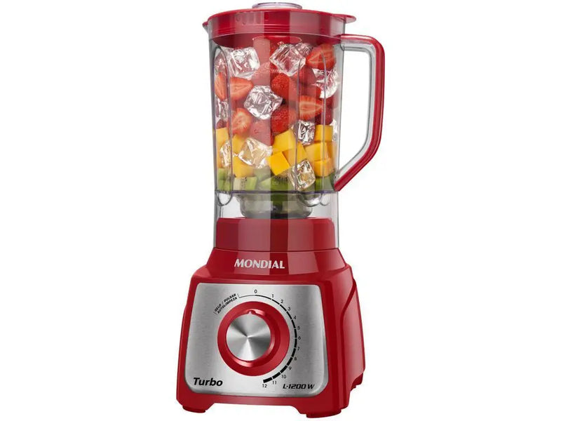 Liquidificador Mondial L-1200 RI Turbo – 12 Velocidades, 1200W, Vermelho, 220V