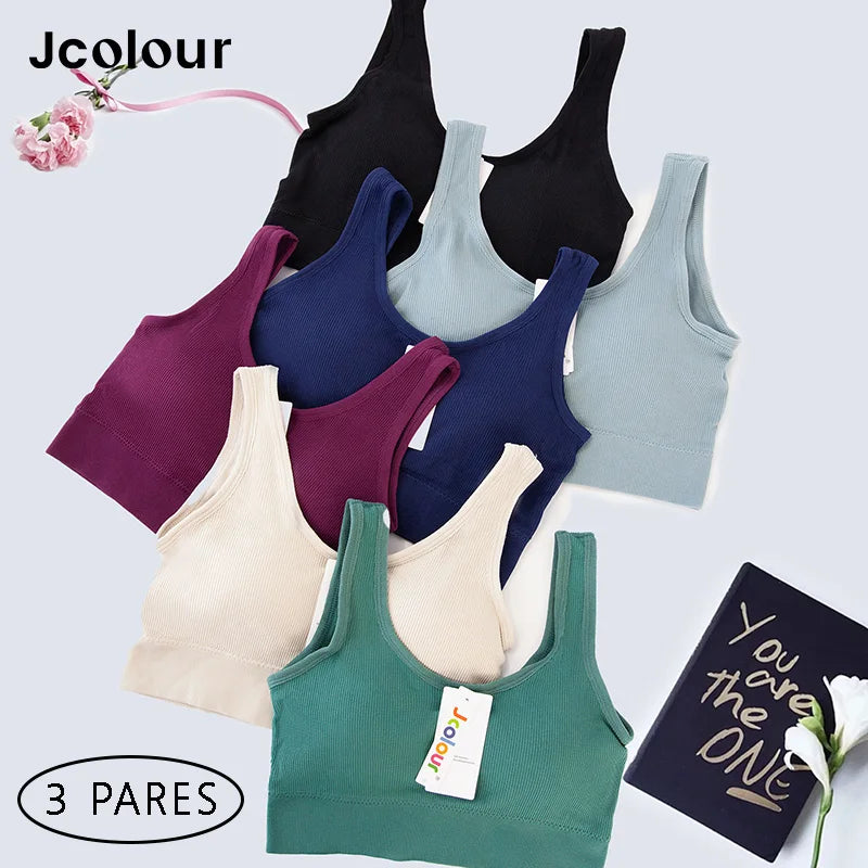 Kit com 3 Itens – Sutiã Sem Costura, Top Esportivo Push-Up, Lingerie Feminina, Poliéster, Respirável e Confortável
