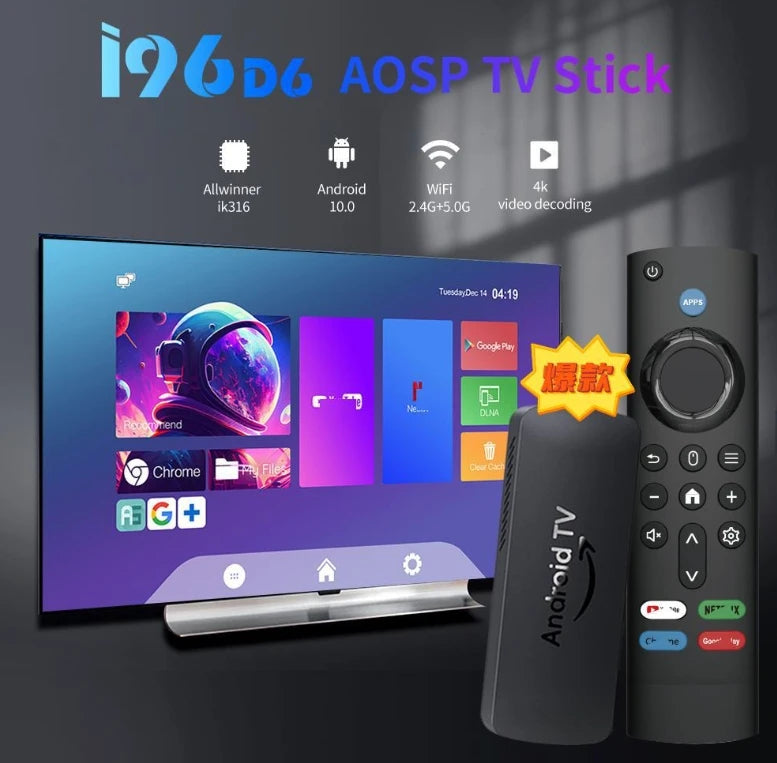 Fashion 2025 Op Selling – Set-Top Box D6 Inteligente, Mini TV Box 4K, Sem Fio, Bluetooth, Com Comando de Voz