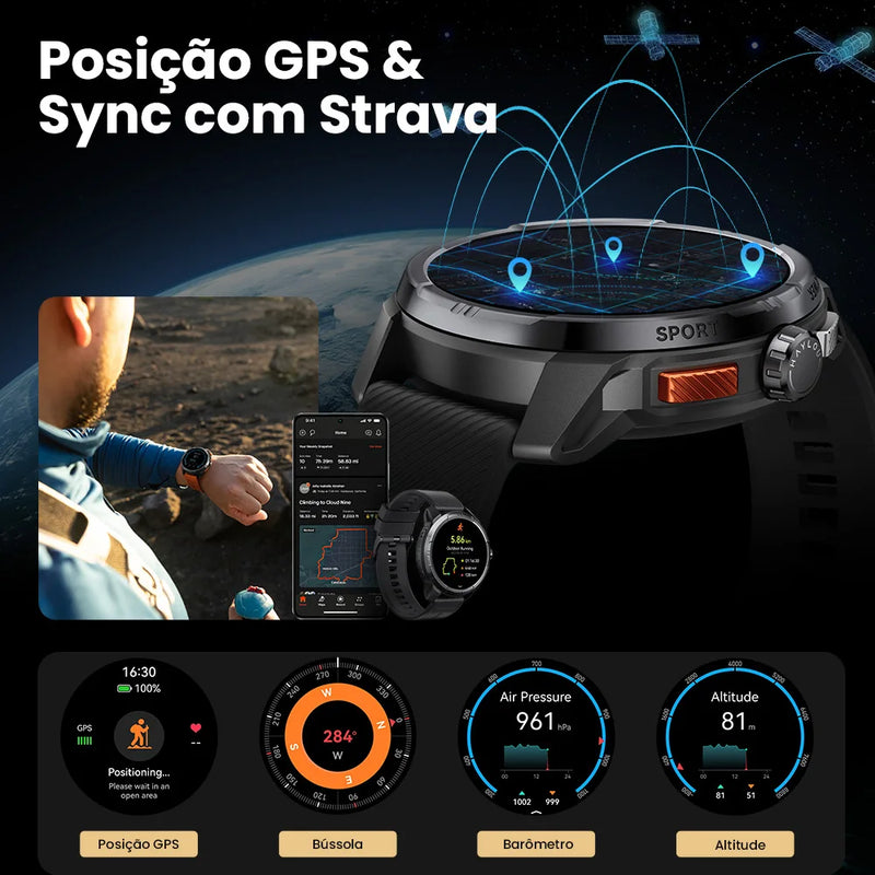 HAYLOU Solar Ultra Relógio Smart GPS 1.6” AMOLED Bluetooth Chamadas 5ATM Resistente à Água