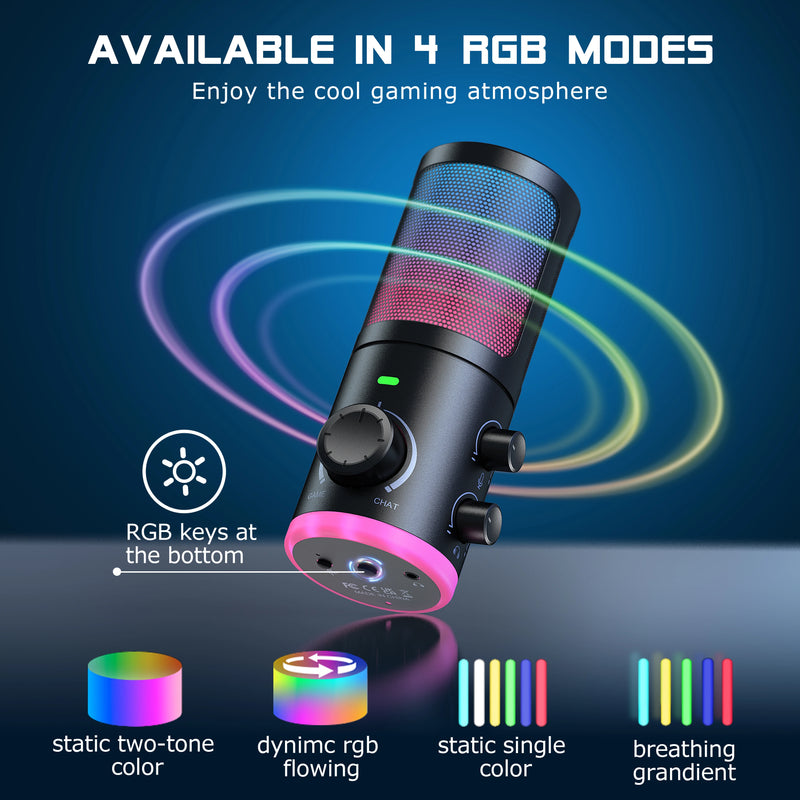 Microfone USB Gamer FIFINE AM6 – Condensador com Cancelamento de Ruído, RGB, Botão de Ganho e Balanço, Ideal para Streaming e Podcast