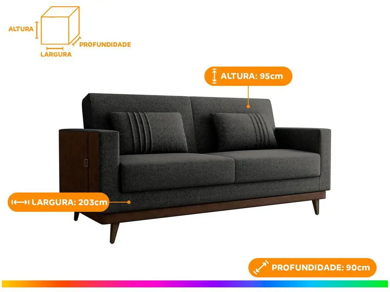 Sofá-Cama 3 Lugares Casal Reclinável Facto e Linho Matrix Esther