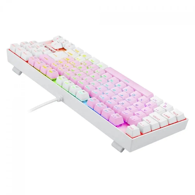 Gamer Redragon Kumara Mechanical Keyboard, Switch Brown, RGB, ABNT2, Pink/White, K552PW-RGB PT-BROWN