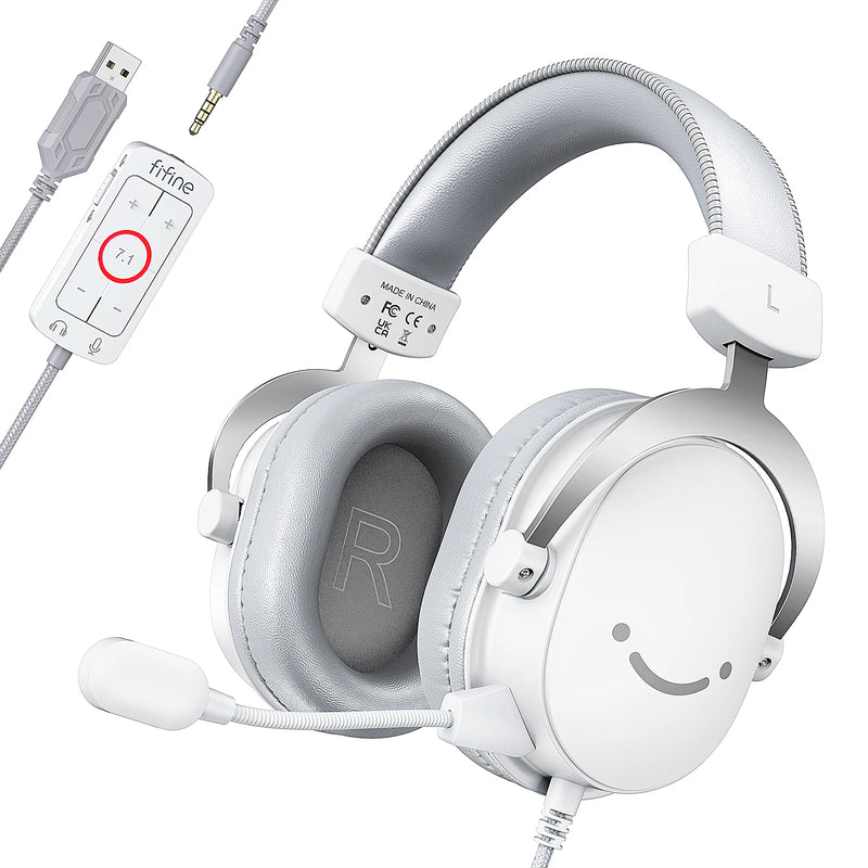 Headset Gamer FIFINE H9 com Som Surround 7.1, Controle de Volume e Interruptor de Mudo, Interface 3,5 mm ou USB para PC/Mac/PS4/PS5/Xbox