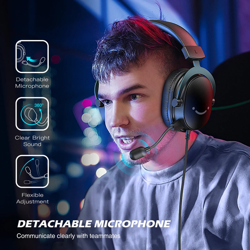 Headset Gamer FIFINE H9 com Som Surround 7.1, Controle de Volume e Interruptor de Mudo, Interface 3,5 mm ou USB para PC/Mac/PS4/PS5/Xbox