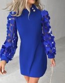 Vestido Feminino – Temperamento, Nova Moda Verão 2025, Elegante, Estampa Floral, Detalhe em Tule Transparente, Casual