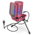 Microfone Gamer FIFINE A6V USB com RGB – Microfone Condensador para PC, Streaming, com Pop Filter, Suporte Anti-Vibração, Controle de Ganho, Plug & Play