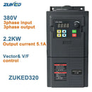 ZUKED VFD Conversor de Frequência 0.75/1.5/2.2KW, 3/4KW, 5.5KW, 7.5KW Monofásico e Trifásico 220V/380V Drive de Frequência Variável