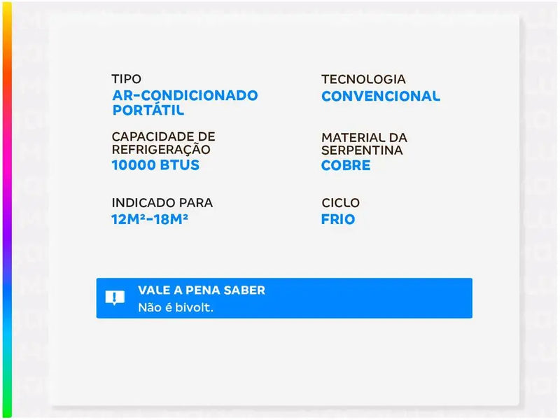 Ar-Condicionado Portátil 10.000 BTUs Gree Frio Aovia GPC10AP-A6NNA1A - 110V