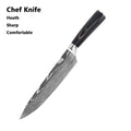 Conjunto de Facas de Chef 1 a 10 Peças – Facas de Cozinha com Padrão Laser Damascus, Faca Japonesa Santoku Afiada, Cutelo, Fatiadora e Utilitária