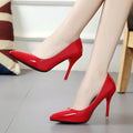 Scarpin Feminino Bico Fino em Couro Verniz Vermelho Salto 8cm para Casamento e Festa