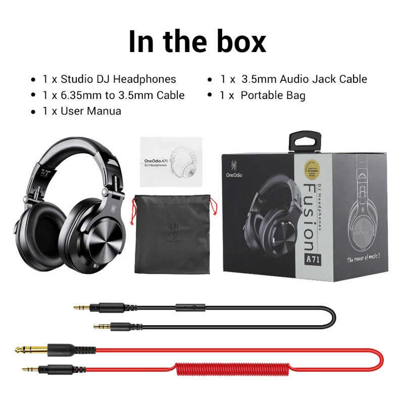 Fone de Ouvido Oneodio A71 Over Ear com Fio e Microfone Fones de Estúdio DJ Profissionais Monitoramento, Gravação e Mixagem Headset para Gaming