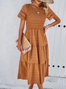 Vestido Elegante Feminino – Decote Vazado, Modelo A-Line, Temperamento, Casual, Verão, Nova Moda