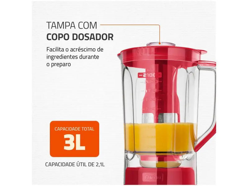 Liquidificador Mondial L-1200 RI Turbo – 12 Velocidades, 1200W, Vermelho, 220V