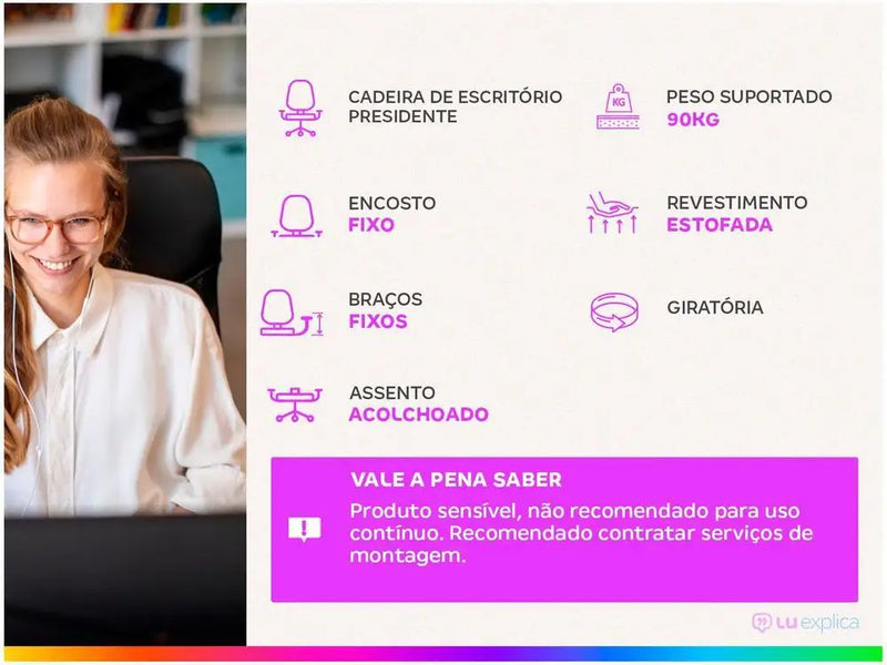 Cadeira de Escritório President Giratória PRE-002