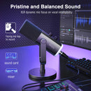 Microfone Dinâmico FIFINE USB/XLR com Controle de RGB/Entrada para Fone de Ouvido/Mute, Microfone para PC Gaming, Gravação e Streaming AmpliGame-AM8