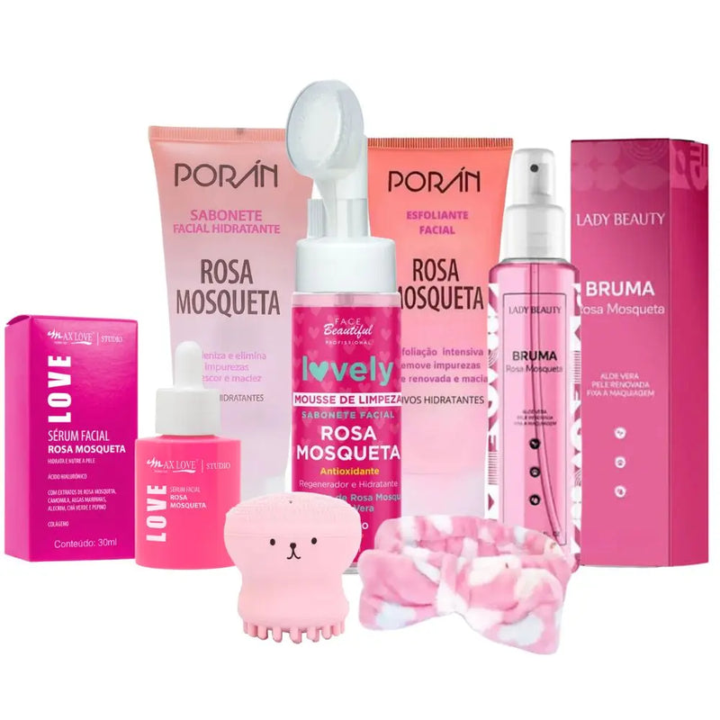 Kit Completo de Cuidados com a Pele Pink Mosquette – Rotina de Limpeza e Cuidado Facial