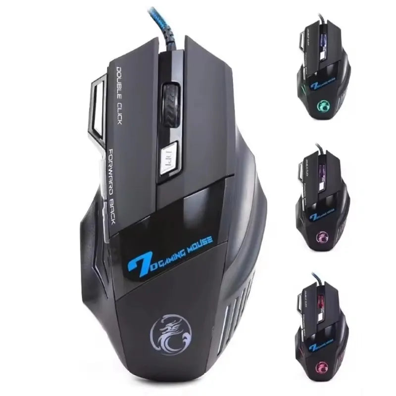 Mouse Brasil X7 Botão Retroiluminado Mouse Ergonômico 5500 DPI Mouse Ajustável Adequado para PC, Laptop e Desktop