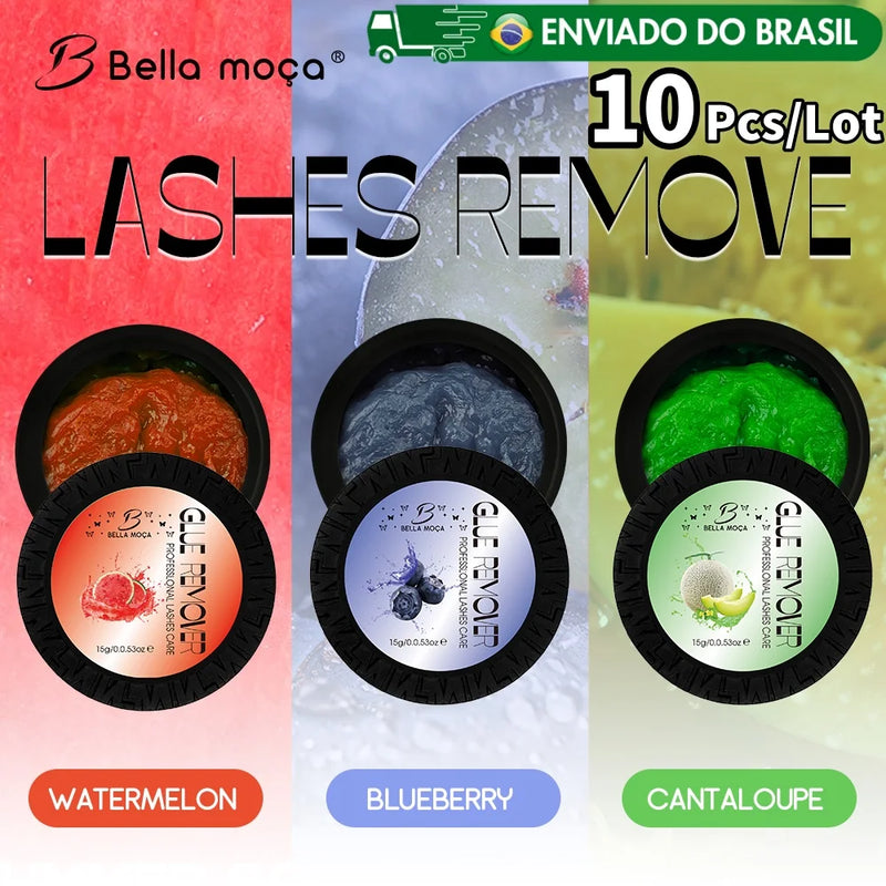 Bella Moça 10 Peças Removedor de Cola para Cílios 15g Removedor de Adesivo Cremoso com Sabor de Fruta Para Extensão de Cílios e Maquiagem Envio do Brasil