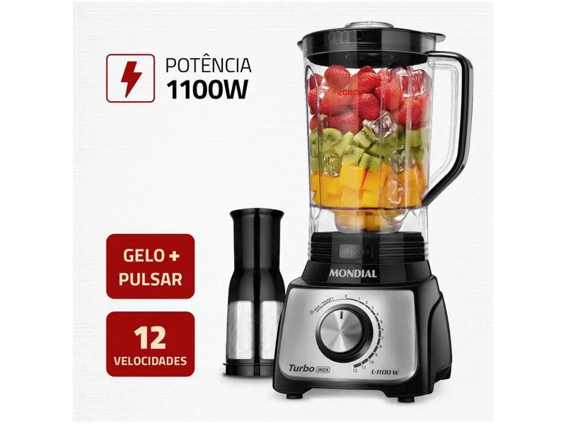 Liquidificador Turbo Mondial L-1100 BI - 220V Inox