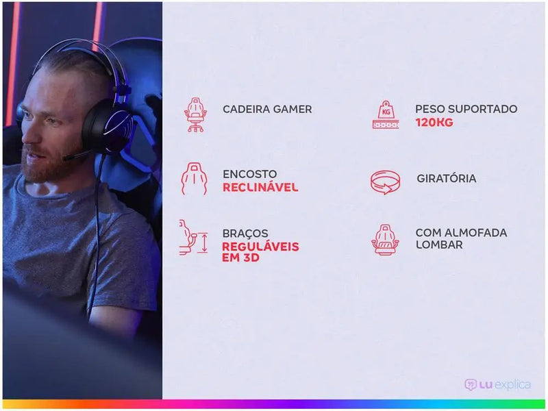 Cadeira Gamer XT Racer Reclinável Giratória Preta Platinum Linha W