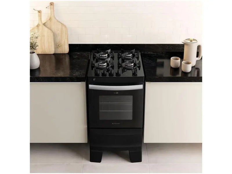 Fogão Atlas 4 Bocas Preto com Mesa de Vidro Agile UP - Bivolt