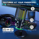 Microfone USB Gamer FIFINE AM6 – Condensador com Cancelamento de Ruído, RGB, Botão de Ganho e Balanço, Ideal para Streaming e Podcast