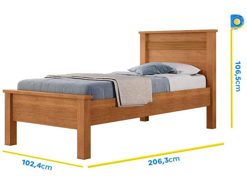Cama de Solteiro Conquest Móveis Barcelona Canela
