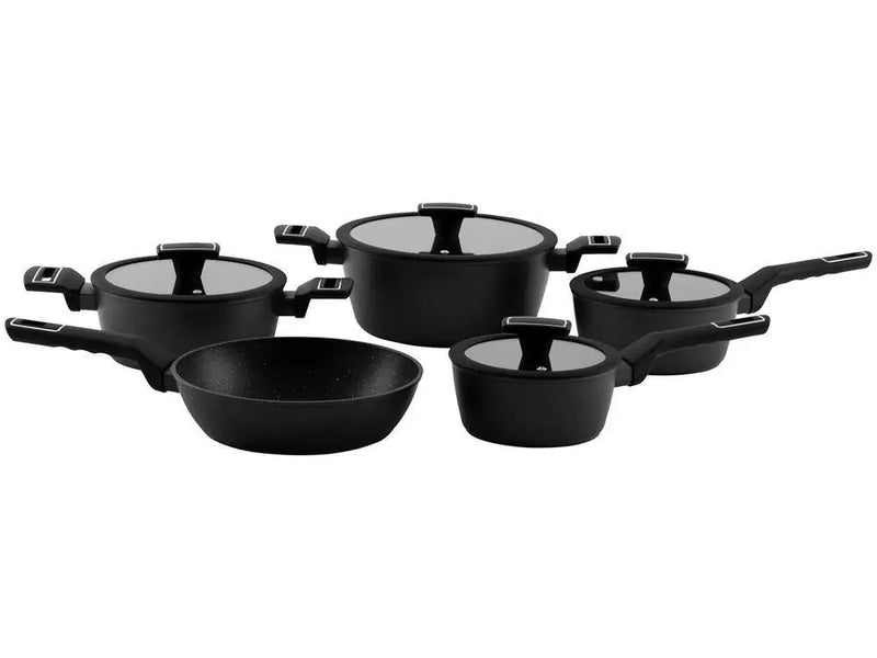 Conjunto de Panelas Brinox em Alumínio com Revestimento Cerâmico Preto 5 Peças – Carbon Ceramic Life