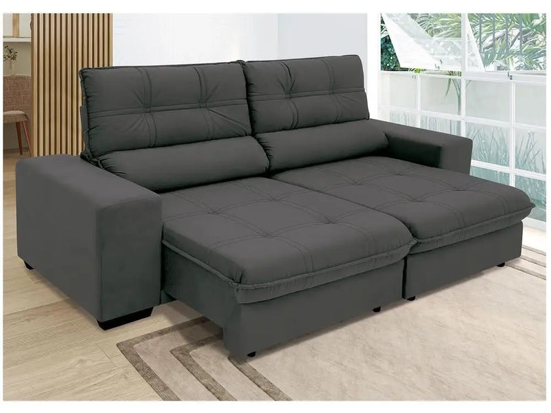 Sofá Reclinável Retrátil 4 Lugares em Suede Brunello Linoforte