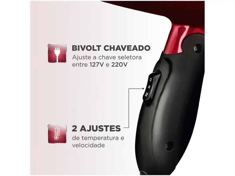 Mondial Max Travel SC-10 Secador de Cabelo Vermelho Bivolt
