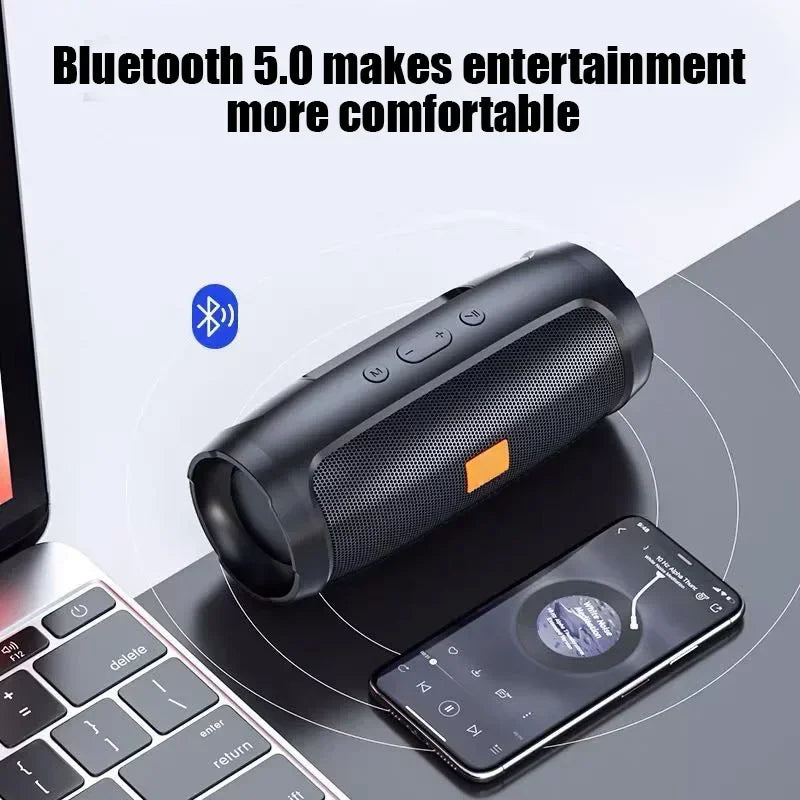 Caixa de Som Portátil com Subwoofer  Bluetooth – Estéreo Surround – À prova d’água – Sem fio Suporta Rádio FM e Cartão TF