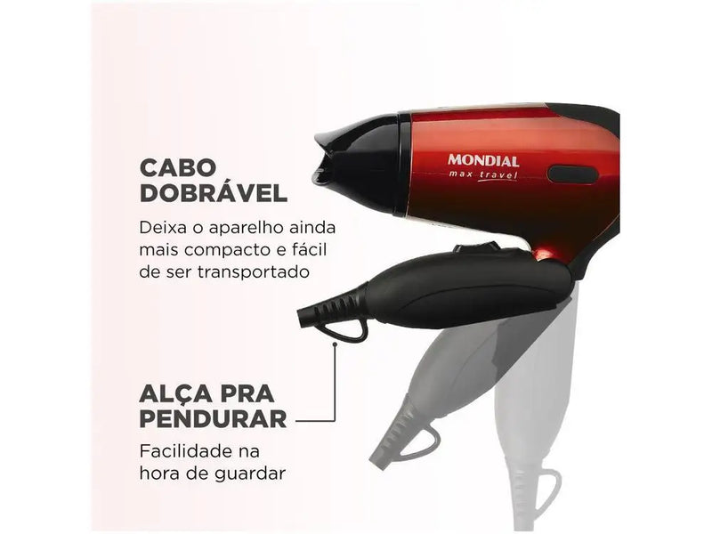 Mondial Max Travel SC-10 Secador de Cabelo Vermelho Bivolt